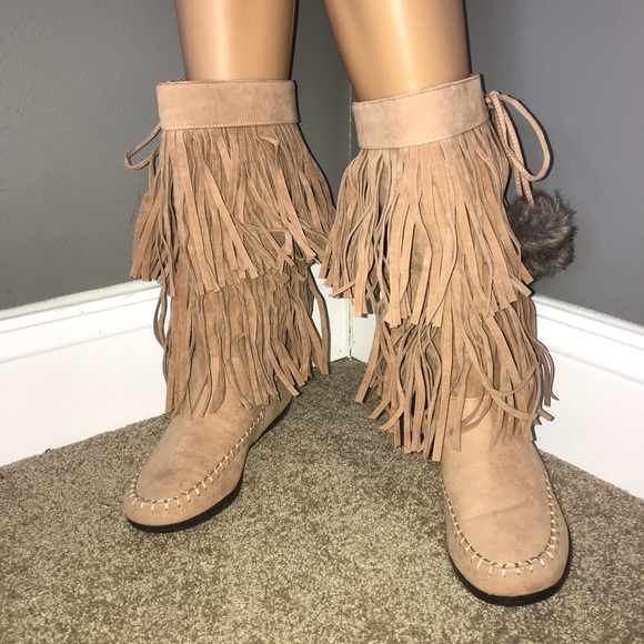 Rampage Shoes - Rampage Boots Fringed Faux Leather Size 6 1/2